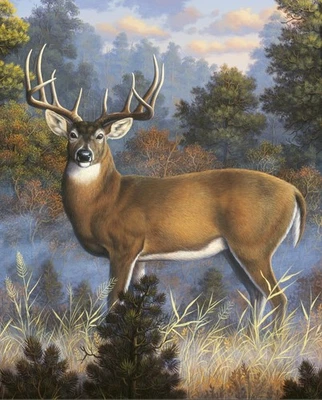 Morning Light ~ Buck, Deer ~ David Textiles Fabric Panel - Image 1 of 3