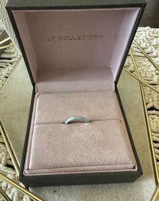 EF Collection 14k 金色珐琅和钻石戒指 - 婴儿蓝色 - 7 码 — 第 1/4 张图片