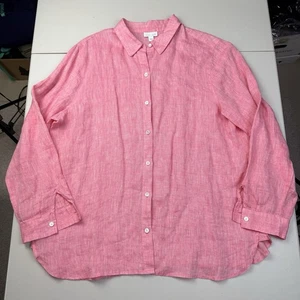 Camicia donna J. Jill taglia L Love lino essenziale con bottoni rosa 100% lino - Foto 1 di 10