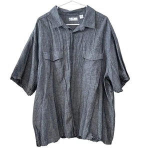 Café Luna 2XL XXL Dark Gray Linen Cotton Short Sleeve Button Down Collared Shirt - Picture 1 of 4