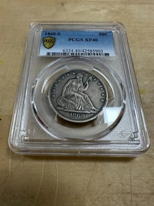 1868-S 50C PCGS XF40 Seated Liberty Silber Half Dollar 42585903 - Bild 1 von 3