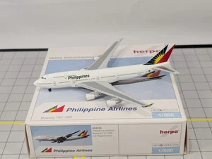 PHILIPPINE AIRLINES Boeing 747-400 Aircraft Model 1:500 Scale Herpa N751PR - Picture 1 of 5