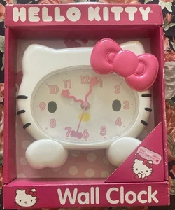 Hello Kitty Pink Bow Plastic Wall Clock Sanrio 2008 New In Box - Picture 1 of 4