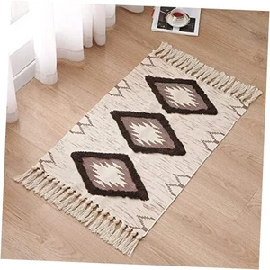 Boho Badteppiche 2x3ft Landhaus Bad Läufer Teppich, klein getuftete Baumwolle Akzent - Bild 1 von 8