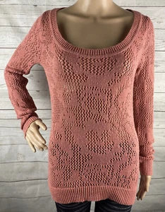 Stradivarius Pullover klein mauve rosa leicht offen Strick Rundhals weich kuschelig - Bild 1 von 12