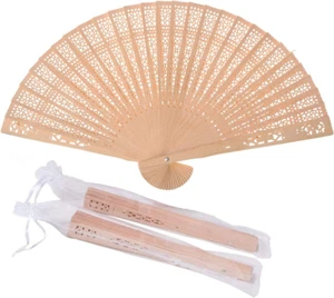 SL crafts Wooden Hand Fan Held Folding with Gift Bags Wedding... - Picture 1 of 4