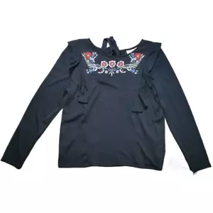 Lauren Conrad Damen schwarz Sunshine Revival bestickt Blumenausschnitt Borte NEU - Bild 1 von 10
