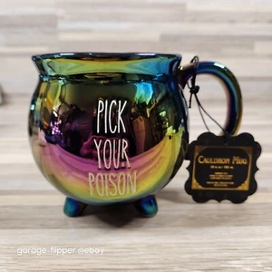 Witches Cauldron Halloween Mug Cup Large 20oz Pick Your Poison Rainbow Metallic - Picture 1 of 10