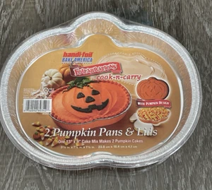De colección Handi-Foil 2 Pk Foilabrations Bake-n-Carry Halloween Calabaza Pastel Sartén con Tapas - Imagen 1 de 6