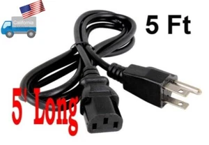 NEW 5ft Replacement 3-Prong USA AC Power Cable Cord for Panasonic LCD Plasma TV - Picture 1 of 5
