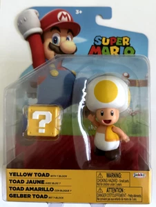 NIB Nintendo Super Mario Yellow Toad with Question Block Accessory Figure Toy 4" - Picture 1 of 1