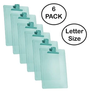 Acrimet Clipboard Letter Size Premium Metal Clip (Plastic) (Green Color) 6 Pack - Picture 1 of 5