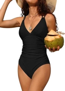 Charmo Tummy Control One Piece Swimsuits for Women Ruched Bathing Suits Strappy - Picture 1 of 6