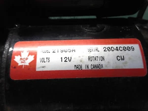 Anlasser RCP Inc. / Made in Canada , Model : 21905 A , Serial 20D4C009 . - Bild 1 von 7