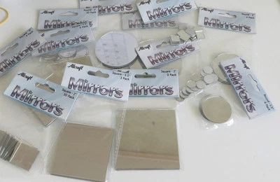 Azulejos de mosaico artesanales de espejo pequeño varios tamaños y cantidades cuadrados y redondos Foto 1 de 2