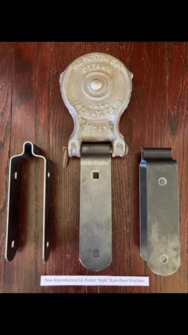 Barn door roller brackets for J.E.Porter style roller. New replacement hangers Cover