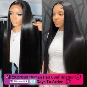 250 Density 13X4 13X6 Transparent Bone Straight 30 40 Inches Lace Front Human Ha - Picture 1 of 6