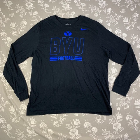 BYU Cougars Nike Dri-FIT Mens Size XL Long Sleeve Shirt Black Football Cover