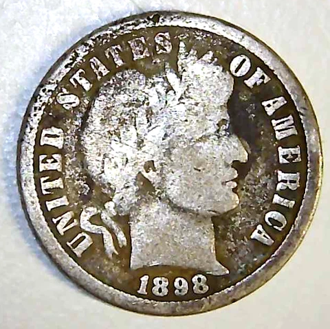 1898 O US Barber Dime - Solid Coin Tough Date   (TA33) Cover