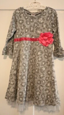 Vestido de Fiesta Youngland Gris y Rosa Brillante Floral Niñas Talla 6 Tul Y2K Foto 1 de 4