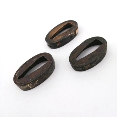 Antiguo juego japonés FUCHI de 3 - SAMURAI KATANA arte de montaje FCA036 Foto 1 de 4