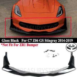For Corvette C7 Z06 Stingray 2014-2019 ZR1 Style Gloss Front Bumper Lip Splitter - Bild 1 von 12