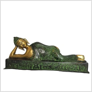 Liegender Buddha Mahaparinibanna Tibet Messing 3KG 30cm Nirvana Indien Kunst - Bild 1 von 1