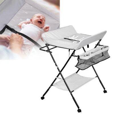 MARKENLOS Baby Wickeltisch Klappbar Aufbewahrungskorb Wickelkommode Höhenverstellbare