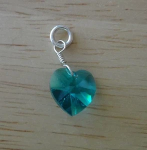 Sterling Silber 17mm Dezember Geburtsstein mit Swarovski Kristall Herz Charm - Bild 1 von 2