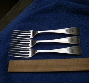 SET 3 Good BAILEY & CO Philadelphia Coin ENGRAVED Pattern DINNER FORKS-Mono SL - Picture 1 of 6