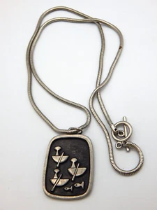 Roland Landerholm Sweden - Tenn Pewter 3 Fishing Boats Mid Century Pendant EF665 - Picture 1 of 9