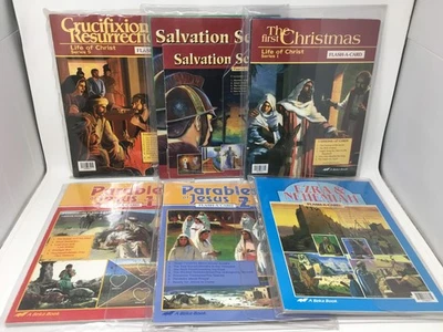 A Beka Flash-A-Card Lot of 6 - Crucifixion, Resurrection, Salvation, Parables ++ Foto 1 de 4