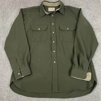 Camisa Cabelas Hombres XL Verde Abotonada Caza Pana Borde Pesada De Colección Años 80 90 Foto 1 de 4
