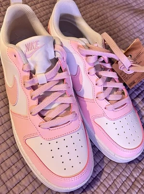 Nike Court Borough Low Recraft Pink & Wht Woman Sz 7 , Authentic Leather Sneaker - Image 1 of 4