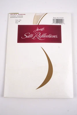 Pantimedias Hanes Silk Reflections sedosas transparentes hasta el muslo sandalia pie perla AB Foto 1 de 3
