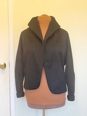 Chaqueta de lana negra con cuello chal recortado vintage años 50 talla mediana Foto 1 de 4