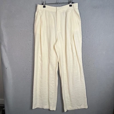 Pantalones de pierna ancha crema talla mediana de Zara para mujer ligeros y fluidos Foto 1 de 4