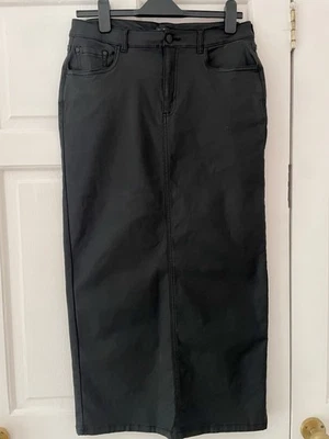 F&F faux leather stretch maxi Skirt Size 12 black - Image 1 of 4