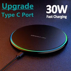 30W Wireless Phone Charger Pad Dock Fast Charge for Samsung iPhone LG Universal - Picture 1 of 7