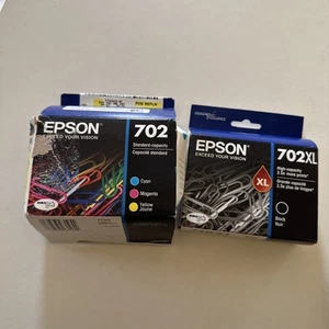 4-PACK EPSON GENUINE 702XL BLACK & 702 COLOR INK WF-3720 - Exp 03/2025+ - Picture 1 of 4
