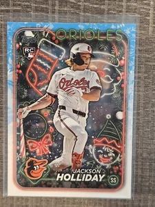 2024 Topps Holiday Jackson Holliday #H50 Candy Cane Bat Variation SP RC - Picture 1 of 2