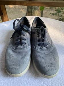 Ecco Shoes Mens EU 41 US 7-7.5 Collin 2.0 Genuine Leather Blue Lace Up Sneakers - Picture 1 of 10