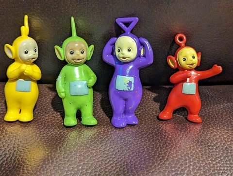 Vintage 1996 Set Of 4 Ragdoll Teletubbies Plastic Toy Figures Preschool Articor Cover