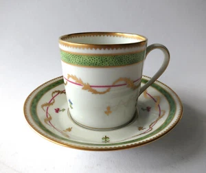 MOKKATASSE / ESPRESSOTASSE LIMOGES HAVILAND PORZELLAN DEKOR VIEUX PARIS GRÜN - Picture 1 of 11