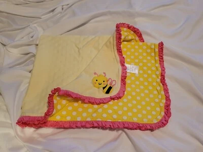 Carters Just One You Bumble Bee Baby Blanket Yellow Polka Dot Cotton Security - Imagem 1 de 3
