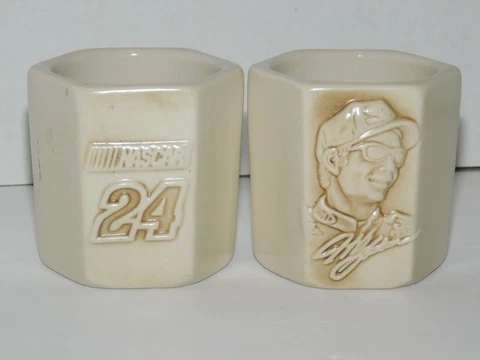 Jeff Gordon Nascar TWO Votive Candle Holders Toothpick Holders Shot Glasses ?? Cover