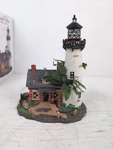 Harbor Side Village Deluxe Porcelain Lighted Fiber Optic Lighthouse - As Is/Need - Picture 1 of 8