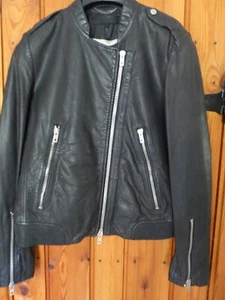 "Rag and Bone" Leather Black Bomber Jacket, Size 14 EU 42, Brand New. - Picture 1 of 17