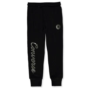 Converse L86807 Girls Black Metallic Ink Jogger Fleece Pants Size M 10-12 Yrs - Picture 1 of 3