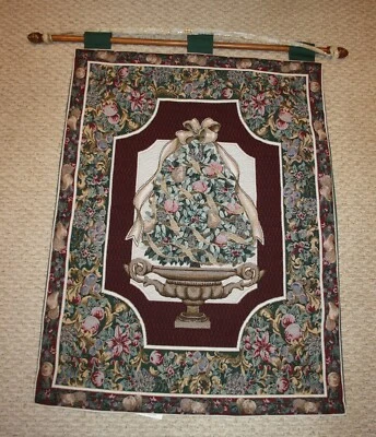 Christmas Tapestry on Wood Rods Christmas Tree 26 X 37 - Image 1 of 4